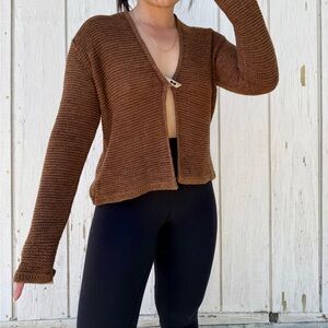 Vintage August Silk Brown Women's Cardigan